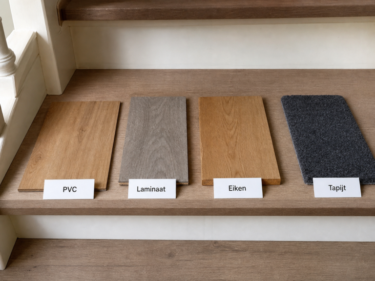 Traprenovatie materiaalvergelijking voor PVC laminaat eiken en tapijt